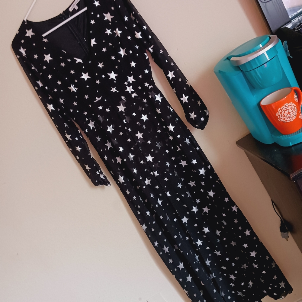 Romper with see-through overlay